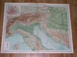1922 Map Of Northern Italy Tuscany Istria Dalmatia Yugoslavia Austria Hungary - £22.32 GBP
