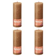 Bolsius Rustic Pillar Candles Shine 4 pcs 190x68 mm Spice Brown - £16.65 GBP