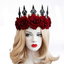 Vintage Red Rose Queen Hair Band Halloween Christmas Headbands Headdress for Wom - £19.82 GBP