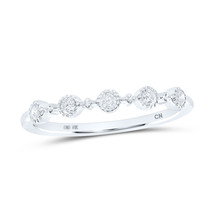 10K WHITE GOLD ROUND DIAMOND DOT STACKABLE BAND RING 1/6 CTTW - £265.41 GBP