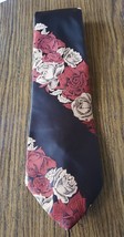 4 Inch Wide Black With Flower Design Creative Neckwear Necktie Tie - $4.94