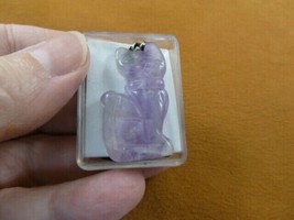 (ann-cat-15) Fluorite Cat gemstone carving PENDANT necklace Fetish love ... - $12.19
