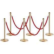 VEVOR Stanchion Post with Velvet Rope, 6-Pack Crowd Control Stanchion wi... - $178.68