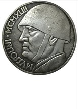 RARE Antique Ancient European Italy Mussolini 1943 Italy 20 Lire Silver Color Co - £22.14 GBP