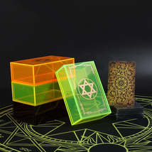 Gold Foil Tarot Deck In Luxury Neon Acrylic Box | Waterproof Wear-Resist... - £34.12 GBP