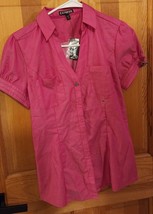 Express Petite  Women&#39;s Pink Dress Short Sleeve Shirt Size XSTP - £78.47 GBP