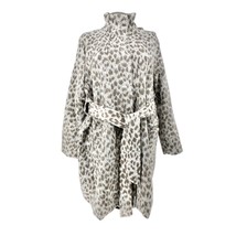 Old Navy Maternity Coat Women&#39;s XL Gray Leopard Print Zip and Waist Tie ... - £27.24 GBP