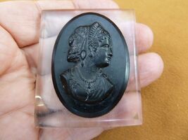 (c1562) Woman in tiara black mourning 1950's cameo pin jewelry brooch vi... - $51.09