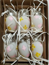 Vitbis Easter MINI Glass Hanging Pink Yellow Egg Ornaments Home Decor Qty of 6 - £18.70 GBP