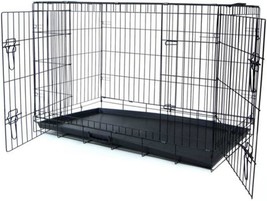 24-Inch 2-Door Heavy Duty Dog Crate, Black - £31.89 GBP