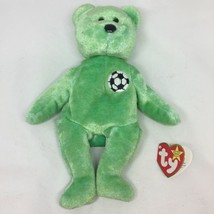 Ty Beanie Baby Green Kicks Bear Original Plush Stuffed Animal Retired W ... - £15.72 GBP