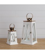 Lanterns with Rose Gold metal  tops in white wood - 2 - $1,059.36 MXN