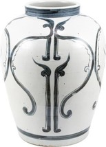 Jar Vase Peking Opera Mask White Blue Ceramic Handmade Hand-Crafted - £386.14 GBP