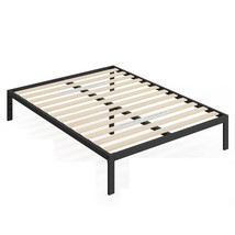 Full Black Metal Platform Bed Frame with Wood Slats - 700 lbs Weight Capacity - £244.73 GBP