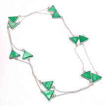 Green Mother Of Pearl Gemstone Christmas Gift Necklace Jewelry 36&quot; SA 6268 - £6.12 GBP