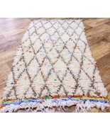 Rug VBeni Ourain Vintage Small Moroccan Rug NaturalBerber Wool Handmade ... - £75.36 GBP