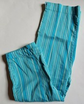 Worthington Stretch Cropped Capri Pants Women&#39;s Size 12 Blue Striped Vacation - £17.13 GBP