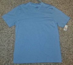 Mens Shirt Short Sleeve Van Heusen Blue V-Neck Micro Smooth Tee $40 NEW-size S - £12.66 GBP