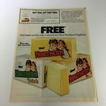 VTG Retro 1985 Northern Prints Napkins Buy 1 Get 1 FREE Print Ad Coupon - $18.95
