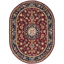 SAFAVIEH Classic Collection 7'6" x 9'6" Oval Burgundy / Navy CL362A Handmade Tra - $494.99