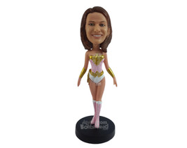 Custom Bobblehead Gorgeous Female Superhero In Action Costume And High Boots - S - £65.63 GBP
