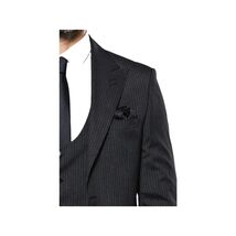 Men 3pc European Vested Suit WESSI J.VALINTIN Extra Slim Fit JV27 Black Stripe image 2