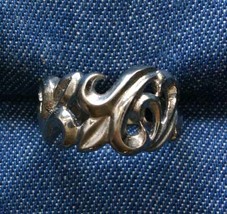 Elegant Baroque Flourish Silver-tone Ring 1990s vintage size 6 - £10.13 GBP