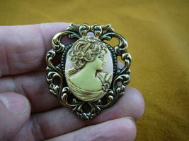 (CS32-9) WOMAN Flowers pink CAMEO Pin Pendant Jewelry brooch WOW - £23.12 GBP