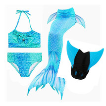 New arrive! Kids Mermaid Tail With Monofin Fancy Girls Swimsuit Bikini Costume - £24.76 GBP
