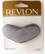 GOODY REVLON Fashion Barette 1997 Hair Clip Fabric Heart Gray White Stripe - $20.29 CAD