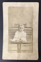 Antique RPPC of Adorable Baby Sitting on Chair (Heavy Wear) - £4.69 GBP