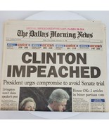 Vintage 1998 Dallas Morning News Clinton Impeached December 20 Sunday Ed... - $176.09 MXN