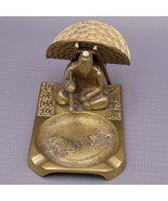 VNTG Brass Ashtray Incense Burner Korea Koi Pond Asian Wise Man w/Basket - £46.64 GBP