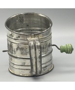 Vintage Mini Metal Flour Sifter Green Wooden Knob Handle 3.5&quot; Moms Helpe... - $15.85 CAD