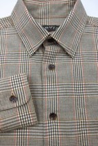 GORGEOUS Orvis Viyella Cloth Brown Plaid Tan Check Cotton and Wool Shirt M 16x35 - £49.41 GBP