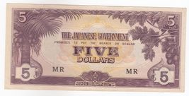Malaya, 5 Dollars, Japanese Government Military Issue, 1942, XF++ - $16.55