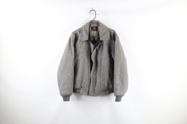 Vtg 90s Streetwear Mens Medium Distressed Insulated Wool Bomber Jacket Gray USA - £59.16 GBP