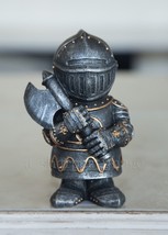 Adorable Medieval Knight In Armor + Axe Standing Guard 4.5&quot; Statue Figurine - £10.82 GBP