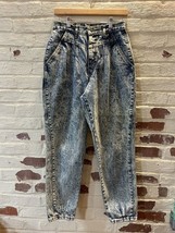 80’s Vintage Chic Acid Washed Jeans 10 Pleated Front Tapered Leg - $37.62