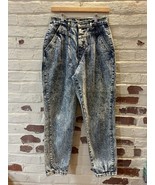 80’s Vintage Chic Acid Washed Jeans 10 Pleated Front Tapered Leg - $37.62