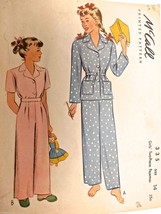 Vintage 1940s Sewing Pattern McCall&#39;s #335 Girl&#39;s Pajamas SZ 14 ( Girls) - $21.38