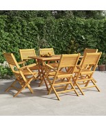 vidaXL Folding Garden Chair Set of 6 Teak Wood Solid teak wood Medium - $879.46 CAD