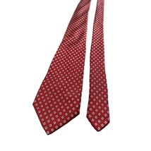 John Henry Mens Red Silk Tie Geometric Diamond Pattern Silk Necktie - $12.59