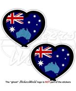 AUSTRALIA Heart, Australian Flag-Map Shape 75mm (3") Bumper Stickers, Decals x2 - $8.21
