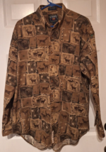 Vintage 1990&#39;s/Y2K Chaps Ralph Lauren Whitetail Deer Print Button LS Shirt Sz L - £34.89 GBP