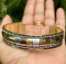 1Pc Pure Ashtadhatu Copper Brass Silver Healing Bangle Cuff Bracelet Spi... - $362.18 MXN