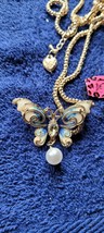 New Betsey Johnson Necklace Butterfly Blueish Rhinestone Summer Collecti... - $14.99