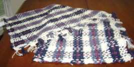 New Handcrafted Afghan/Throw in Rose Cream and Blues Plaid - £20.02 GBP