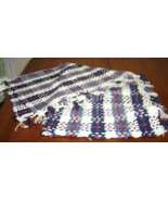 New Handcrafted Afghan/Throw in Rose Cream and Blues Plaid - £19.95 GBP