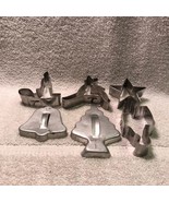 Vintage Holiday Metal Cookie Cutters - Christmas Tree Bell Angel Star Santa - £14.17 GBP